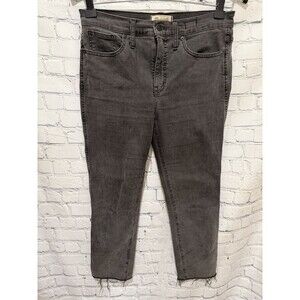 MADEWELL Stovepipe Womens Jeans Black Denim Size 29P Cutoff Raw Ankle